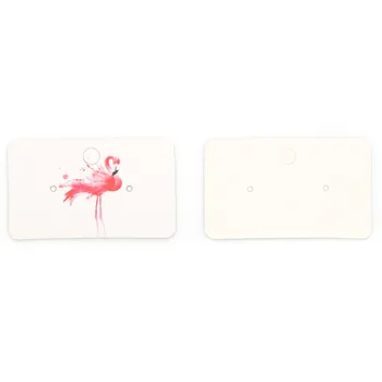

8Seasons Paper Jewelry Earrings Display Card Rectangle Animals Red Flamingo Pattern Accessories 50mm(2") x 30mm(1 1/8"), 50 PCs