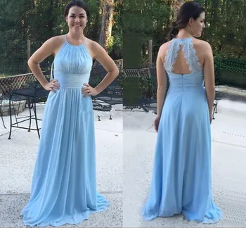 

New Long Chiffon Bridesmaids Dress For Beach Wedding Halter High Quality Formal Wears For Elegant Lady Maid Of Honor Dress