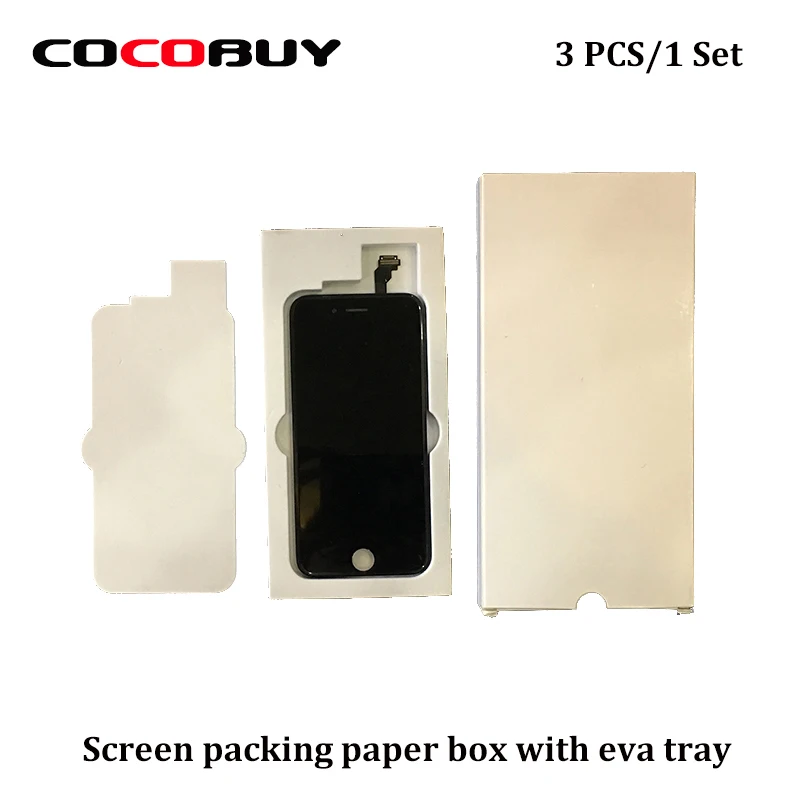 

50pcs 3pcs/set LCD Assembly Screen packing paper box with eva tray for iphone5g/5c/5s/6g/6p/6s/6sp/7g/7p new retail case pack