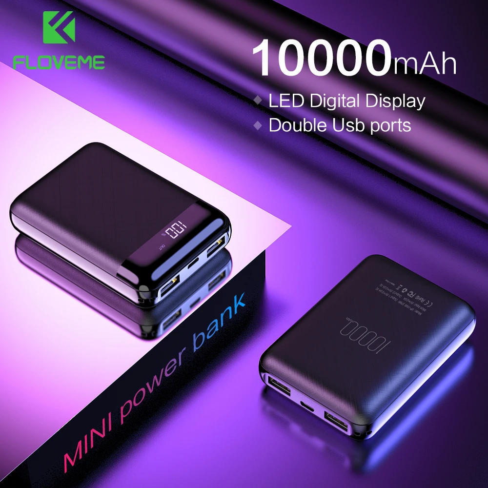 

FLOVEME 10000mAh Protable Power Bank For Xiaomi Mi Powerbank Pover Bank Charger Dual Ports External Battery Poverbank Portable