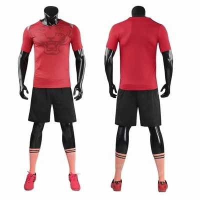 J15031 red Футбольные майки мужской, футбол трикотажные наборы пустая Молодежная футбольная команда спортивный набор взрослые футбольные тренировочные костюмы Спортивная одежда с принтом - Цвет: J15031 red