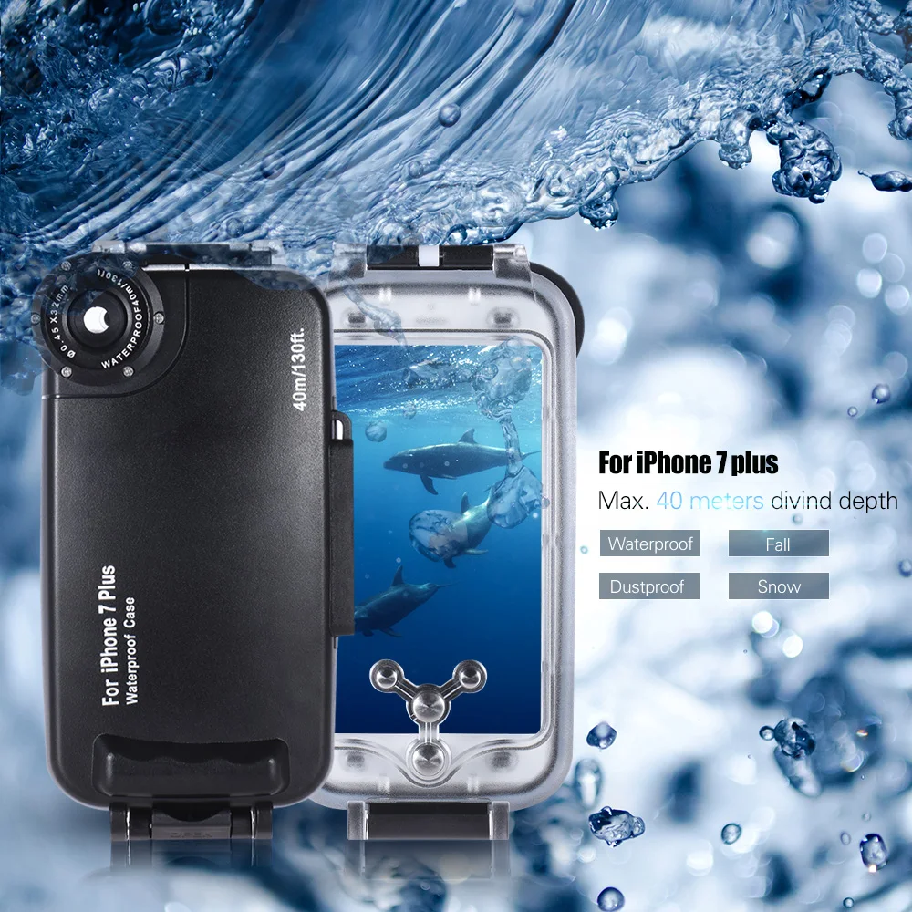 Goedkoop 40 m Onderwater Waterproof Case voor iPhone 6 7 Plus Camera Case Heavy Duty Bescherming voor Zwemmen Duiken Surfen Snorkelen