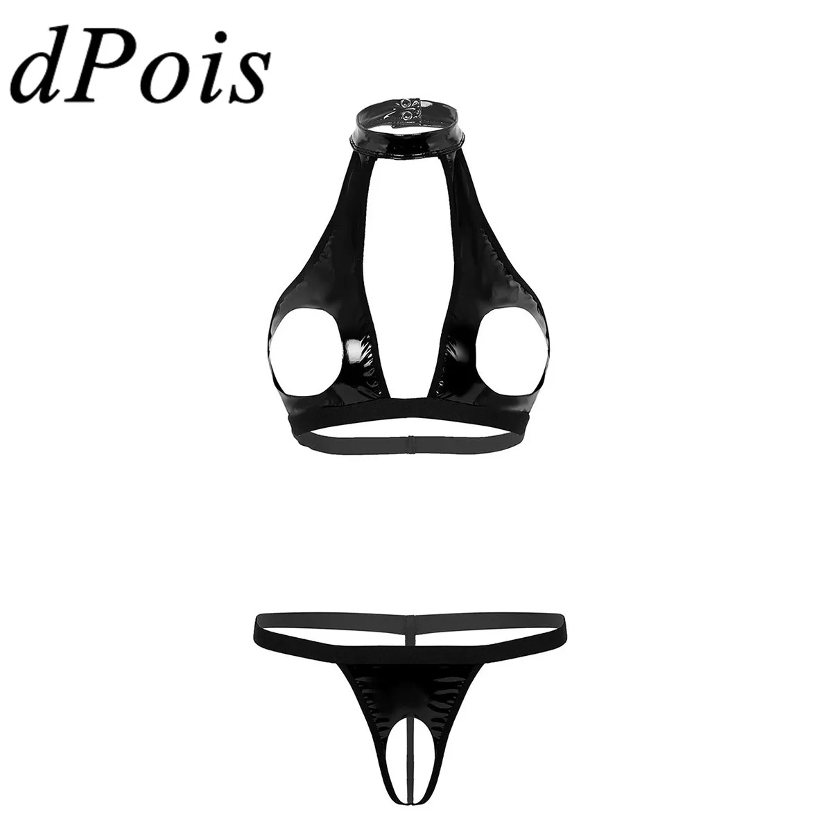 DPOIS Lingerie Women Corset Bralette Hollow Out Bust Push Up Bra Top &amp Crotchless G-string Bikini Briefs Underwear | Тематическая