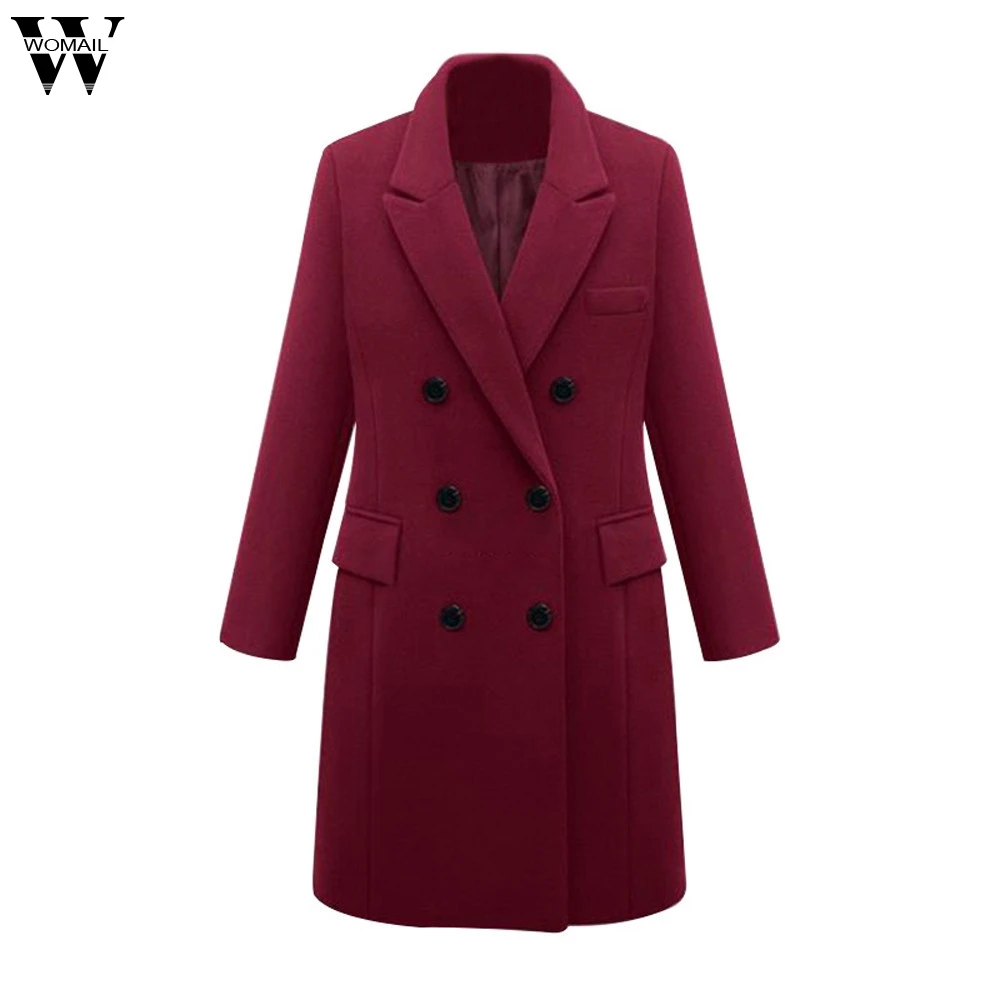 

Fashion 2019 Windbreaker Jacket Women Winter Coats Long Sleeve Basic Jackets Lapel Wool Coat Jacket Long Parka Overcoat Outwear