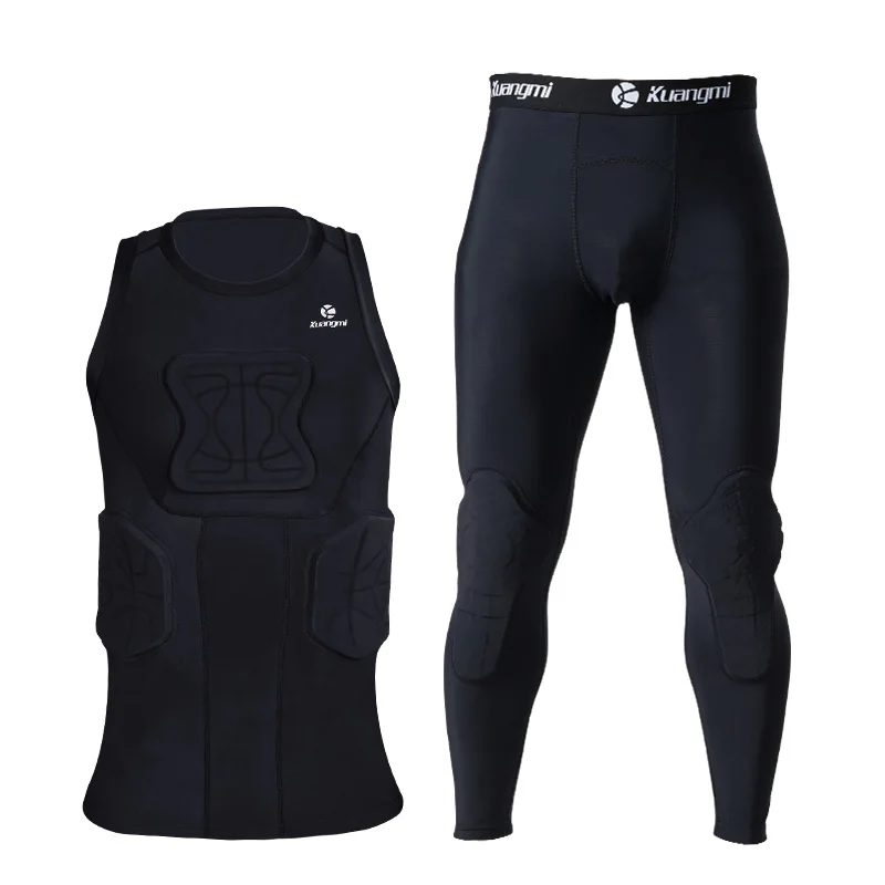 Kuangmi Men's Training Suit Running Soccer Tights Basketball Vest Protection crashproof Gym Sportswear Track Suits | Спорт и