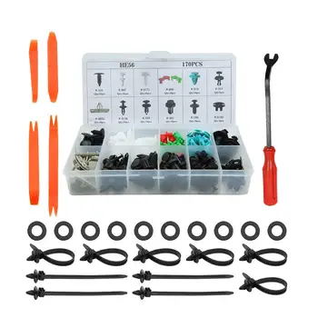 

uxcell 170pcs Plastic Rivets Clips Car Door Trim Panel Bumper Fender Retainer Fasteners Screws w Remover Removal Tools Cable Tie