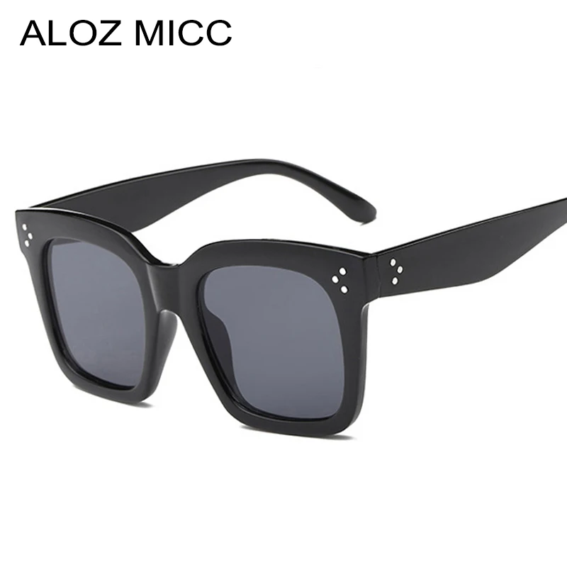 

ALOZ MICC Brand Designer Fashion Square Sunglasses Women Luxury Big Frame Lady Sun Glasses Style Rivet Shades UV400 Q212