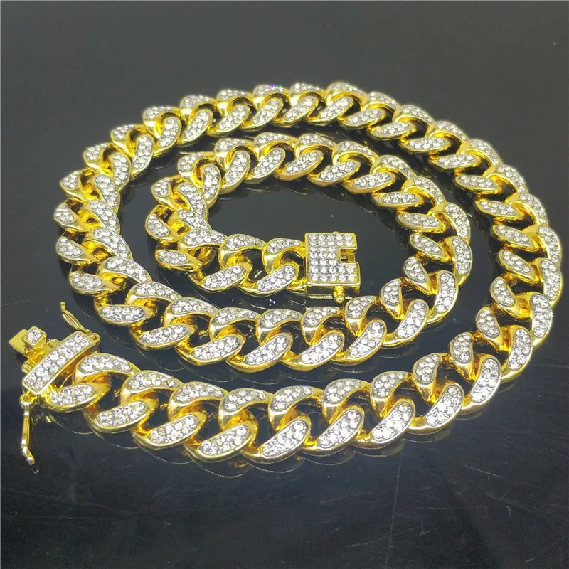

14mm Iced Zircon Cuban Necklace Chain Hip Hop Jewelry Gold Silver Color Copper Cz Clasp Mens Necklace Link 24/20/30inch