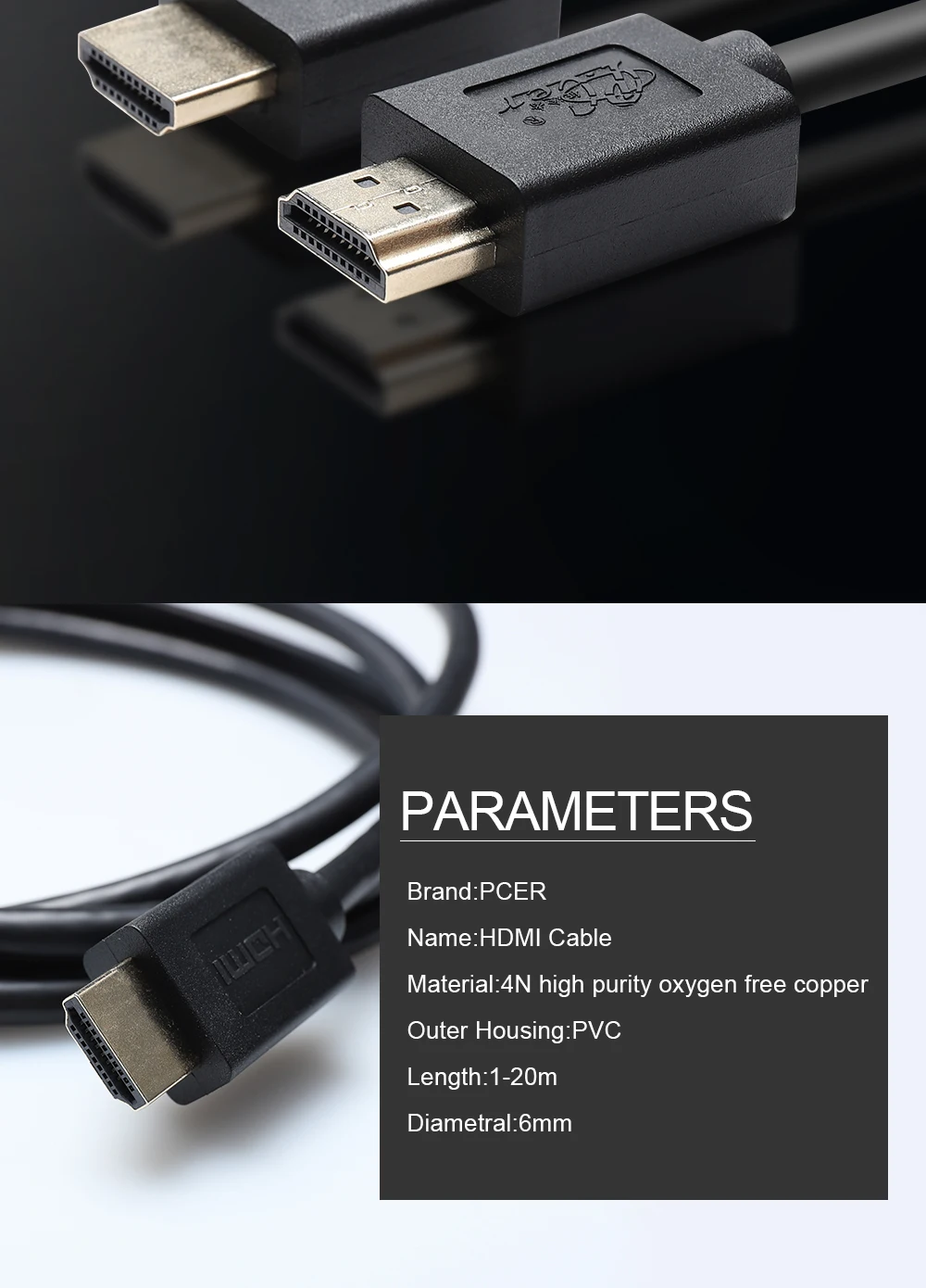 PCER HDMI 2,0 HDR 30Hz 60Hz HDMI кабель 4K 3D для сплиттера расширитель адаптер shand переключатель PS4 1 м 1,5 м 3 м 5 м 10 м 15 м