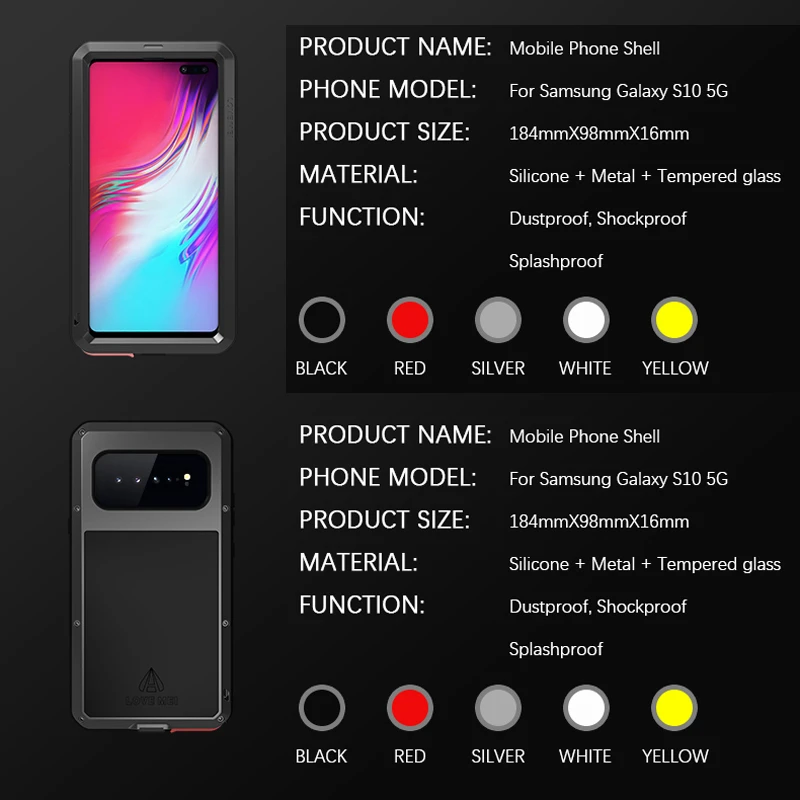 360 Полный корпус защитный противоударный чехол для samsung Galaxy S10E S10 E 5G S10 плюс Алюминий металлический бронированный чехол samsung S10 E Case