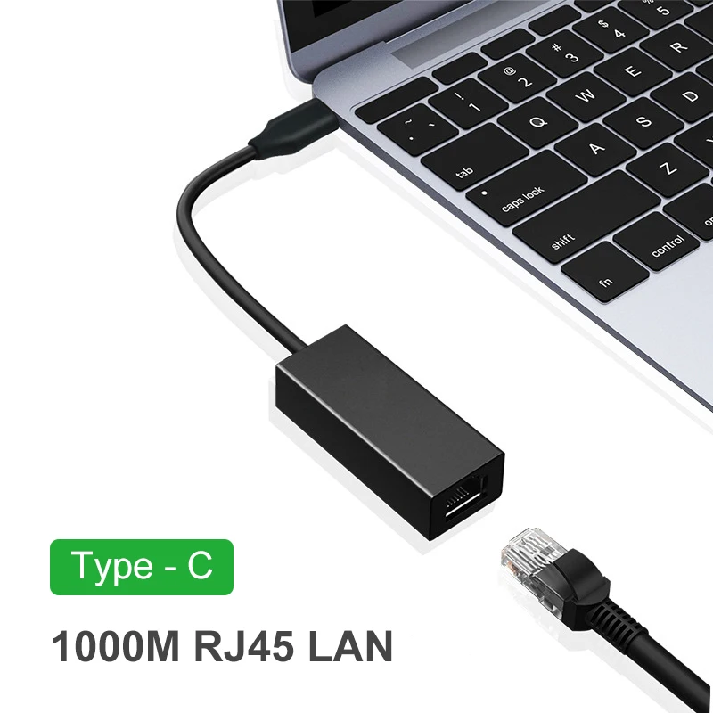 

10/100/1000Mbps Wired USB C Ethernet Network Adapter Type C To RJ45 Network Card LAN For Macbook Pro Samsung S10 S9 S8 Note 9 8