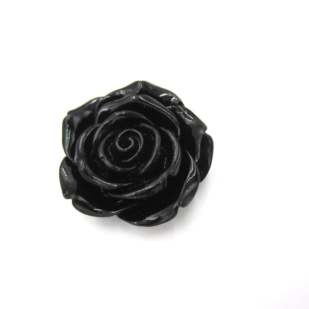 42 мм, 10 шт./лот, белые акриловые бусинки с большим цветком розы из смолы для девочек ручной работы, массивное ожерелье из бисера, детский браслет, ювелирные изделия - Color: Black
