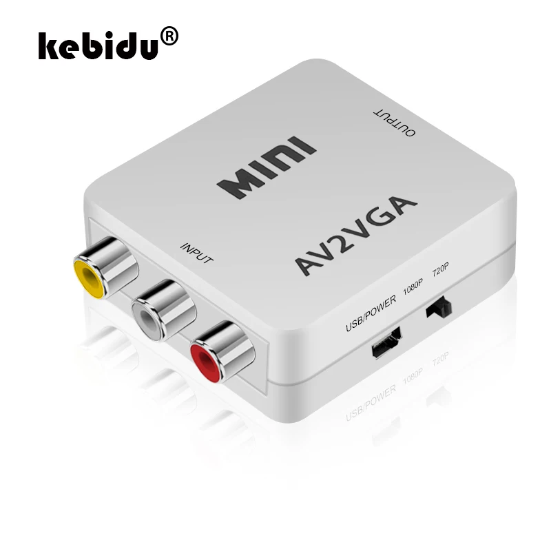 Преобразователь kebidu Mini HD RCA CVBS AV2VGA видеоконвертер конвертер AV в VGA адаптер на ПК HDTV