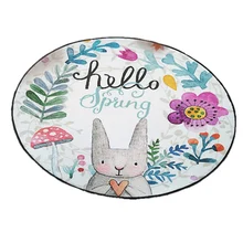 Lovely Rabbit Round Carpet Diameter 60/80/100/120/150CM Super Soft Coral Fleece Living Room Children Kids Bedroom Mat Rug
