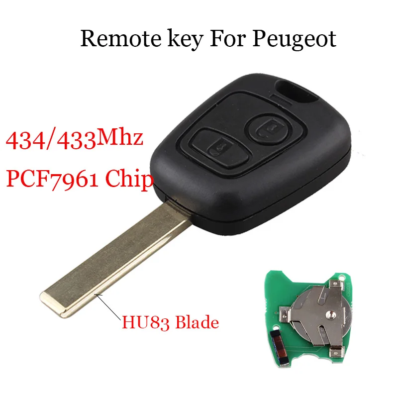 

434mhz Flip Folding Remote Key Cover For Peugeot 307 Keyless Entry PCF7961 ID46 Chip Uncut HU83 Blade