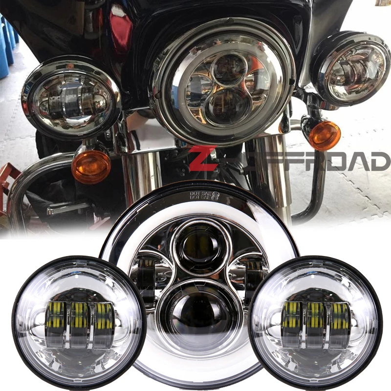 For Fat Boy FLSTF 1991 2016 headlight daymaker 7" LED H4 motorcycle