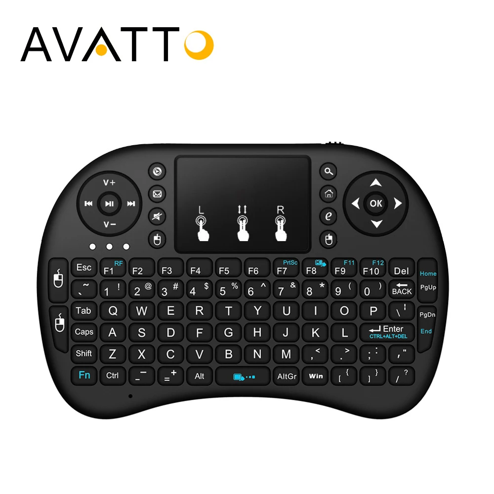 

[AVATTO] English,Hebrew,Russian,Arabic i8 mini Gaming Keyboard with 2.4G Wireless TouchPad for PC,Laptop,Android Box,Smart TV