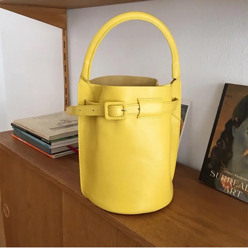 

Women Pu Leather Bags Women's Handbags Bucket Bag Fahion Luxury Designer Shoulder Bag Ladies Candy Color Messenger Bags Bolsas