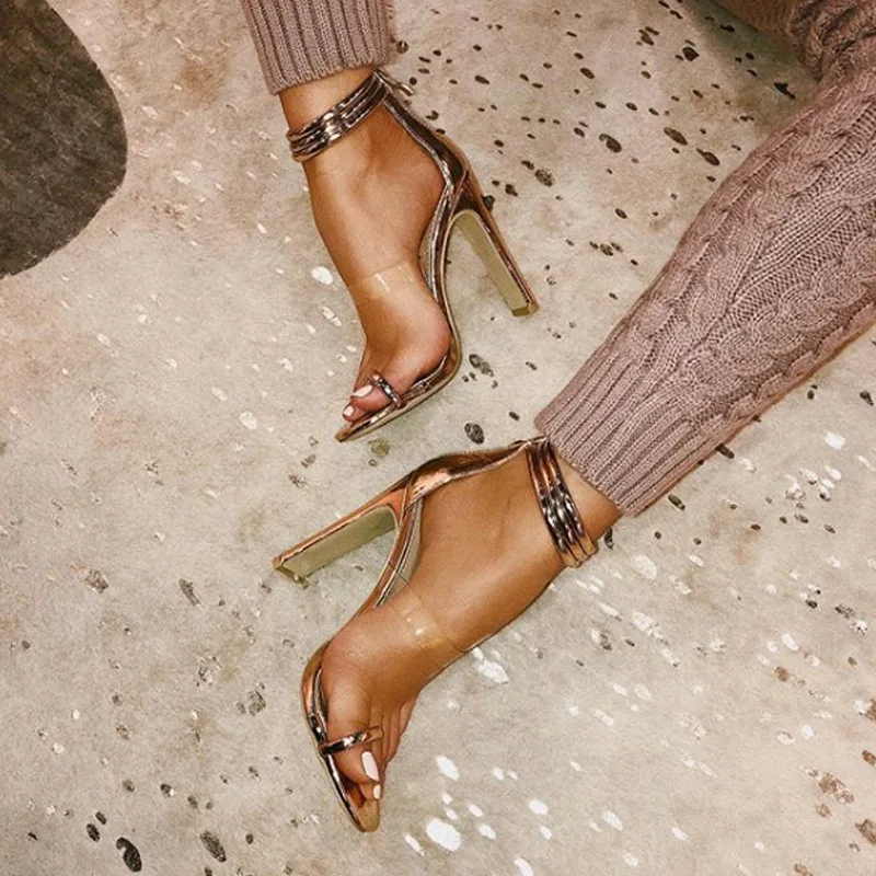 

Clear PVC Transparent Pumps Sandals Perspex Heel Stilettos High Heels Point Toes Womens Party Shoes Nightclub Pump