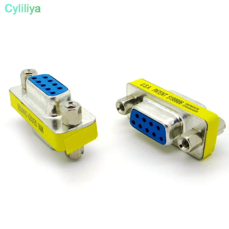 100pcs RS232 9 Pin Female to Female mini Gender Changer adapter for