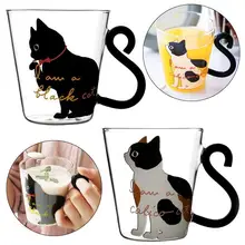 Кошачья форма, печать, стеклянная чашка для воды, печатная кошка, термостойкая молочная стеклянная чашка, соковая стеклянная кружка, питьевая утварь