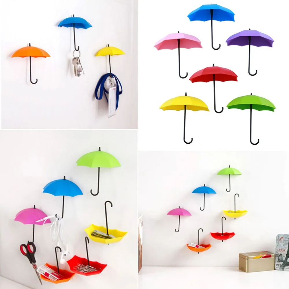 3 шт. держатели для зонтика, самоклеющиеся настенные ключи, зажимы для школы, офиса, клейкий держатель