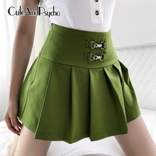 Женская юбка с высокой талией в консервативном стиле, женские плиссированные юбки Харадзюку, женская короткая юбка в Корейском стиле, летняя уличная одежда Cuteandpscho