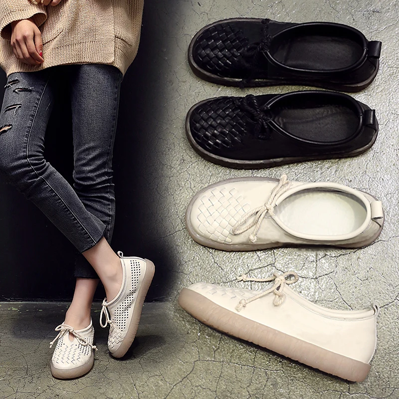 

Single shoes female 2019 autumn new comfortable breathable women's shoes flat soft leather tendon bottom soft non-slip shoes