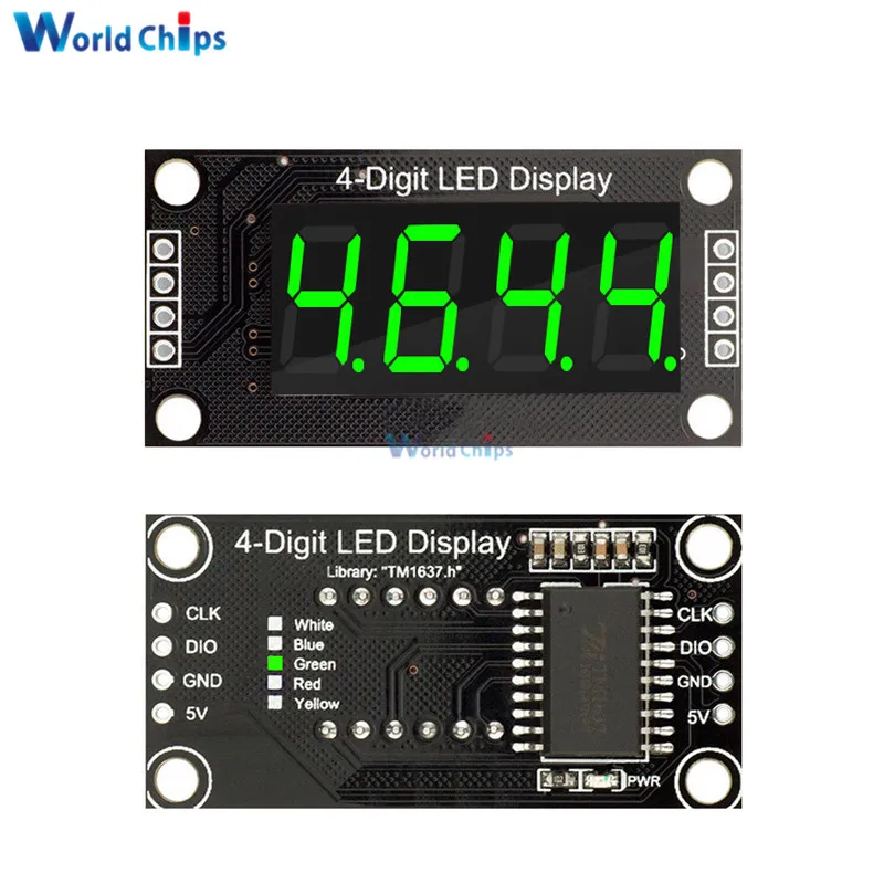 0,36 дюймов 0,3" 4-разрядный красный/зеленый/желтый/синий/белый светодиодный Дисплей трубки, десятичная система 7 сегментов TM1637 модуль для Arduino Размеры: 30x14 мм