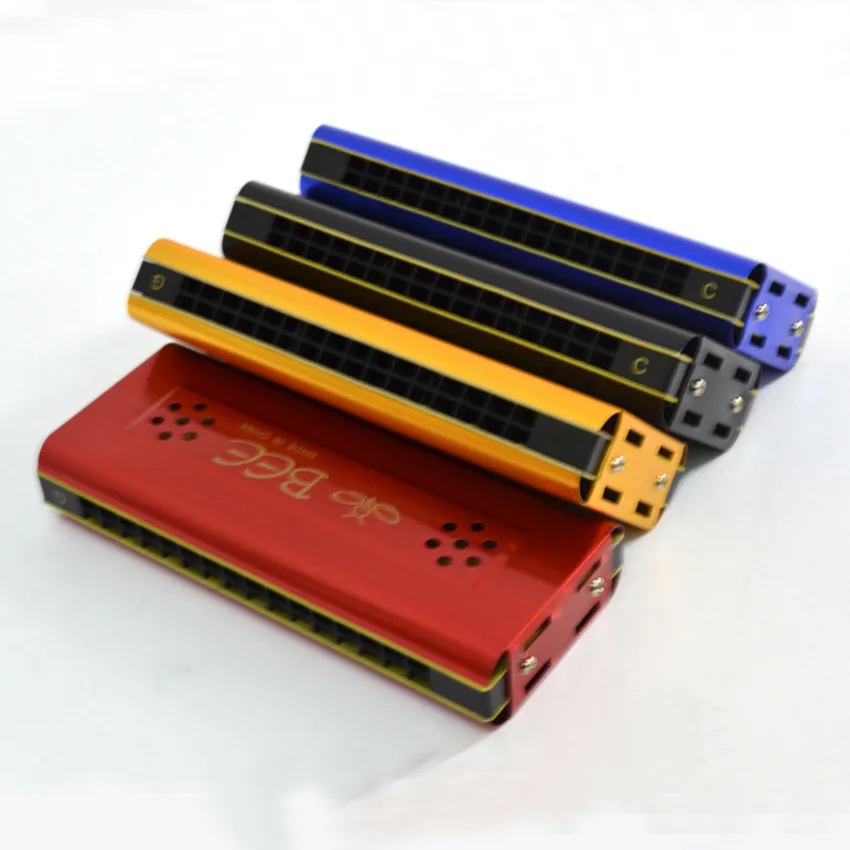 Разноцветные двухсторонние губные гармошки с двумя отверстиями BEE 16 Bores Tremolo
