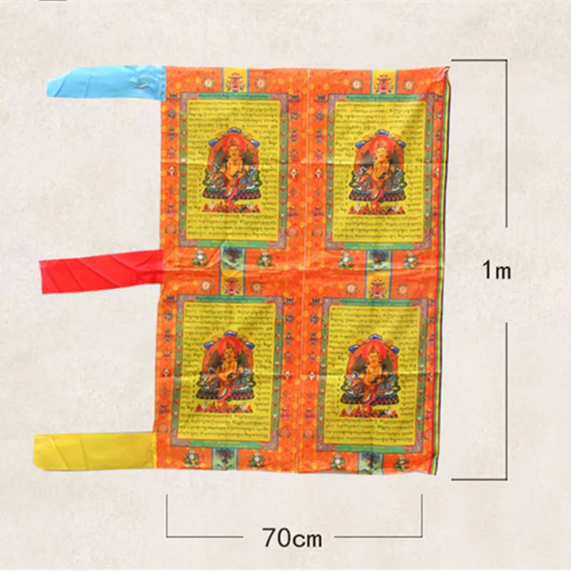 Золото богатства Писания шелковой ткани ручной работы Jambala Sutra мантра цветной печатный прозрачный узор Тибетский вертикальный молитвенный флаг