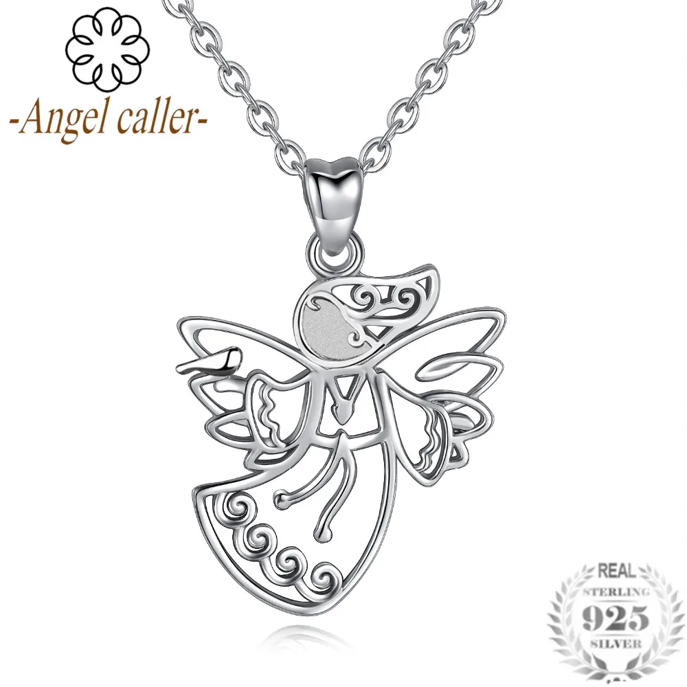 

Angel Caller Authentic 925 Sterling Silver Guardian Angel Pendant Necklace for Women Girls Luxury Sterling Silver Jewelry Gift
