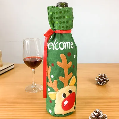 NICROLANDEE Рождественская бутылка вина крышка кукла-снеговик чулок держатели для подарков Navidad Декор новогодний дом вечерние новые украшения DIY - Цвет: Deer