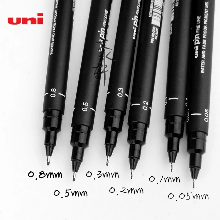 

3Pcs/Set Mitsubishi Uni Pin Professional Waterproof Hook Line Pen Micron Pen Finliner Fine Point Pen Needle Pen For Drawing New