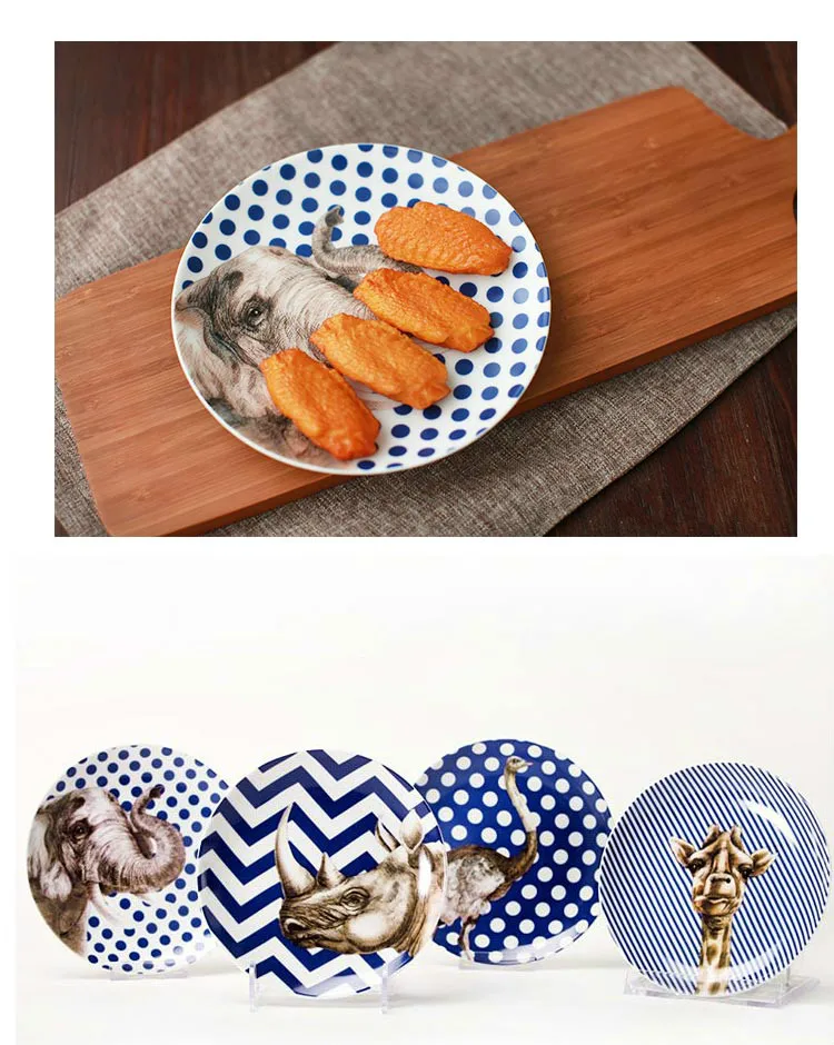 Креативная керамическая тарелка в виде оленя, африканская луга, посуда в виде животных, фарфоровая тарелка для торта, обеденная тарелка, наборы