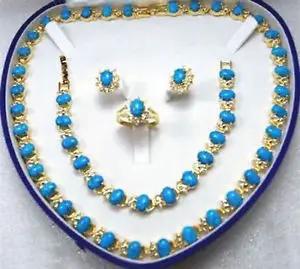 

free shipping>>> Free shipping 2015 Beautiful Turquoise necklace bracelet ring earring set hot