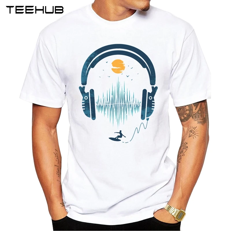 

New Arrivals 2019 TEEHUB Cool Men's Fashion Summer Waves Design T-Shirt Short Sleeve O-neck Tops Hipster Tee