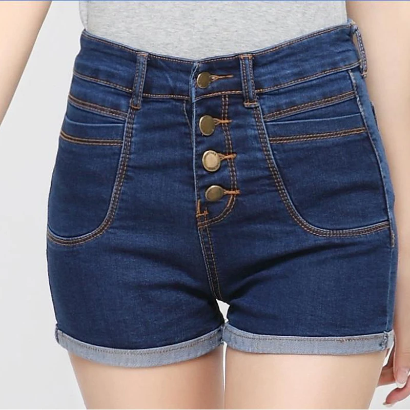 High quality new hot summer style fashion women casual waisted jeans Short pants button fly