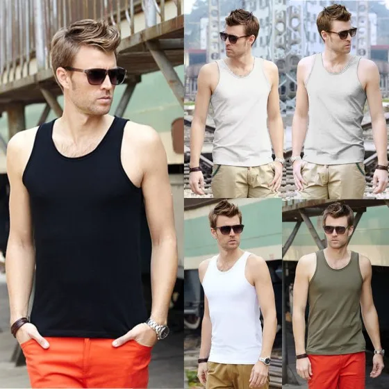 Fashion Men Tank Tops Crew Neck Sleeveless Sports Causal Vests | Мужская одежда