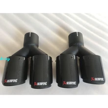 2PCS Left and right  Car Modification AKRAPOVIC  Universal Dual Matt black Automobile Exhaust pipe  for Mazda Cx-4 Audi