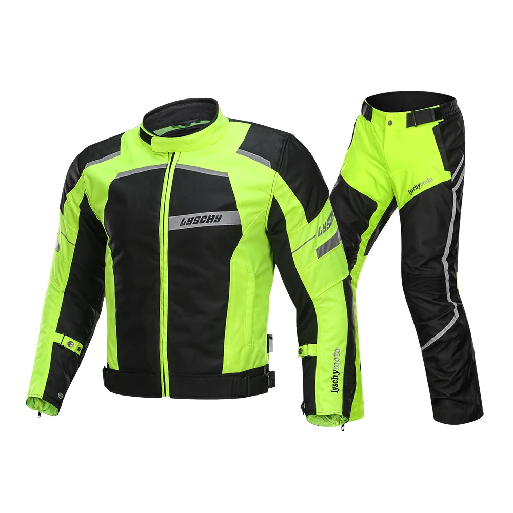 LYSCHY мотоциклетная куртка для верховой езды лето зима Обнаруживаемая Водонепроницаемая дышащая сетчатая куртка мото брюки Костюм мото защитное снаряжение - Цвет: LY-Suit Yellow