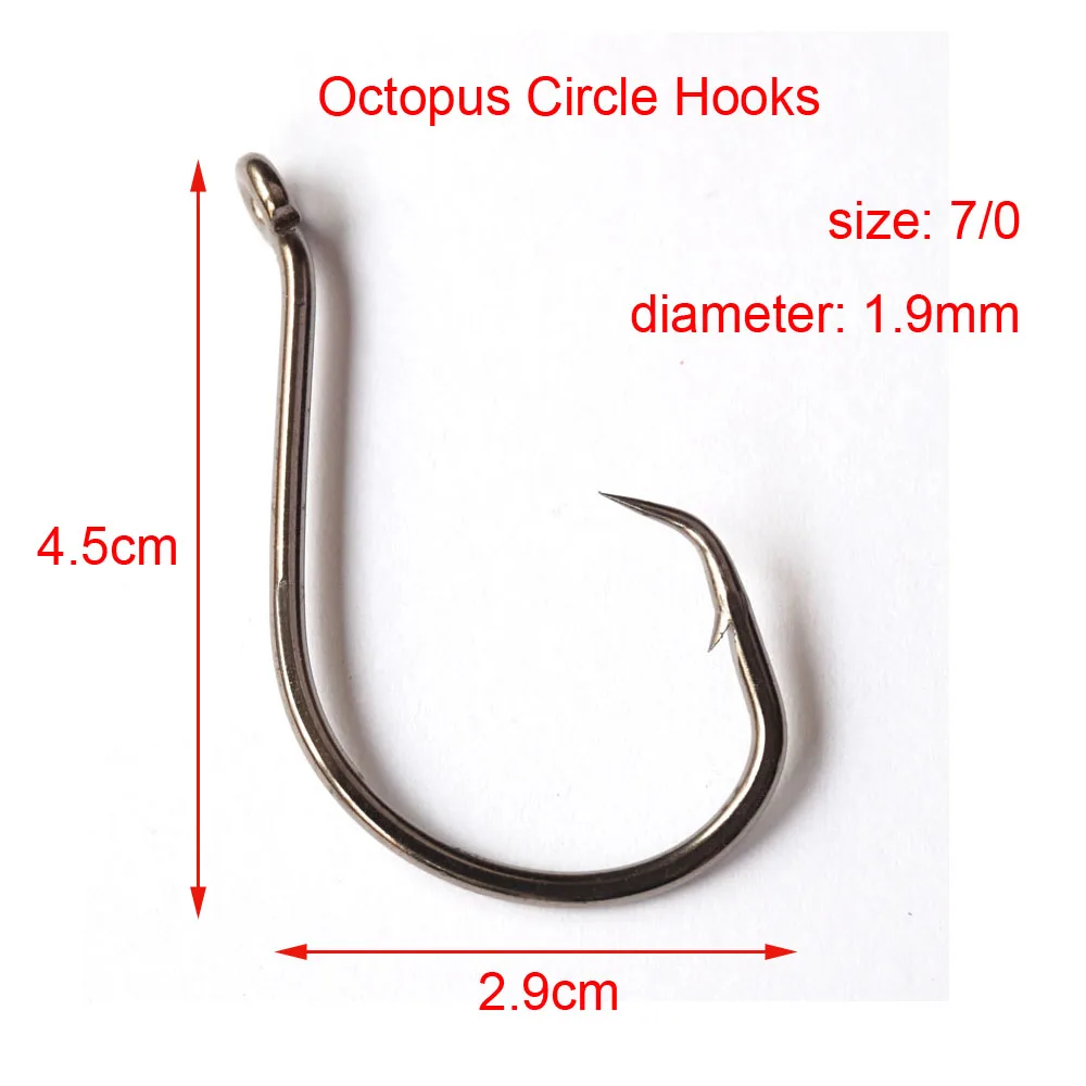 

50pcs 7/0 High Carbon Steel Chemically Sharpened Octopus Fishing Hooks 7385 Ocean Fish Hook offset fishhooks