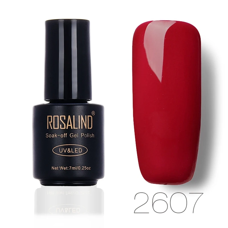 ROSALIND 7 мл красный цвет серии Гель-лак для ногтей УФ светодиодный отмачиваемый Гель-лак для ногтей Vernis Полупостоянный УФ-гель для ногтей - Цвет: 2607