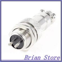 Metal GX12 2 2Pin Male 12mm Screw Type Cable Panel Connector Aviation Plug