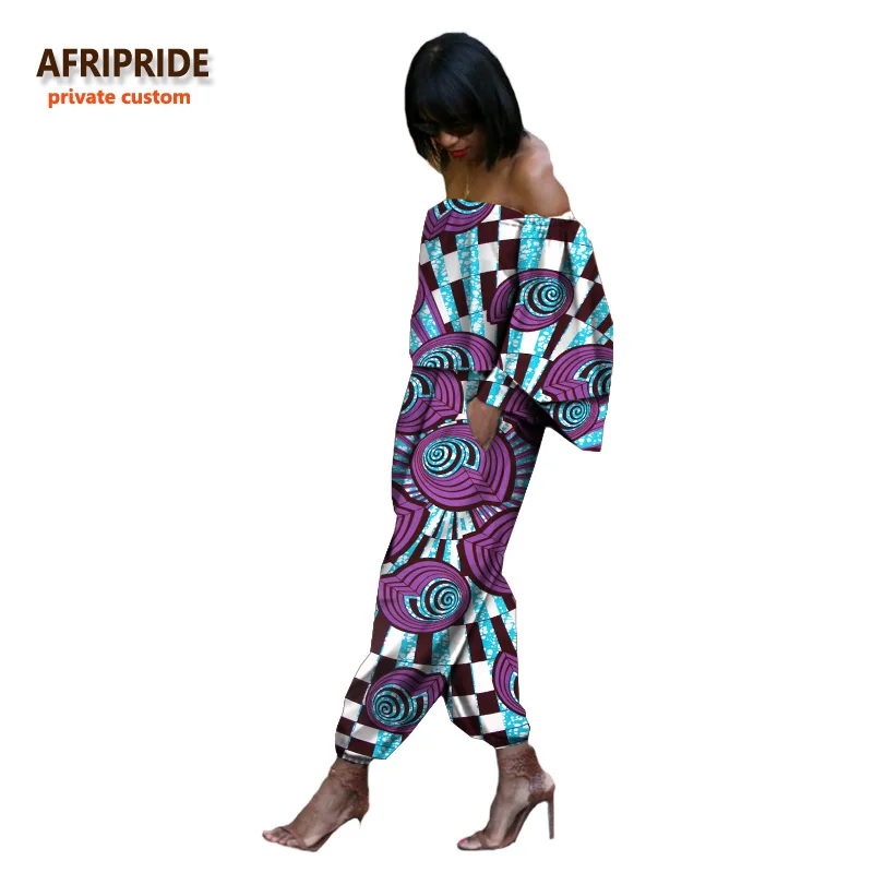 

AFRIPRIDE african clothing two-pieces suit for women wide-open sleeves strapless short top+loose long pants casual style A722633