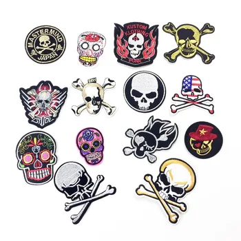 

Embroidered Sewing Morale Badge Iron On Punk Skull Patches For Clothing Iron On Sticker DIY Biker Tactical Military Appliques