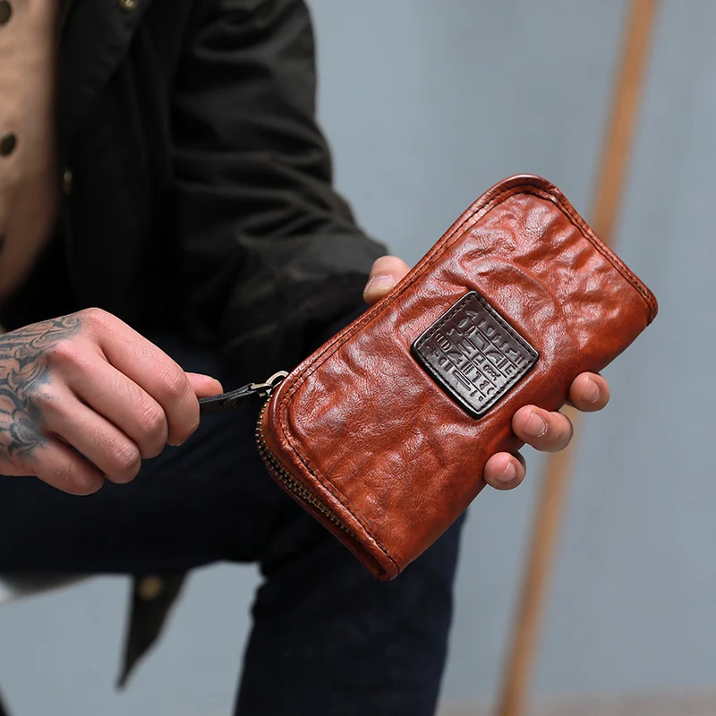 Brieftasche Bill brown Zipper Männlichen Junges Weibliche Schwarzes Clip Lange Handtasche Große Kapazität Rindsleder Bjyl Alte Machen Weiche Persönlichkeit Retro Leder wRqHxAt7