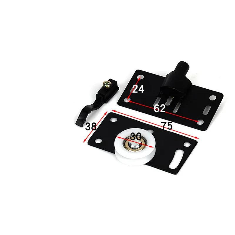 1 Set of Wardrobe Sliding Door Pulley Metal + Nylon Cabinet Sliding Door Fittings Track Roller Furniture Hardware Accessories