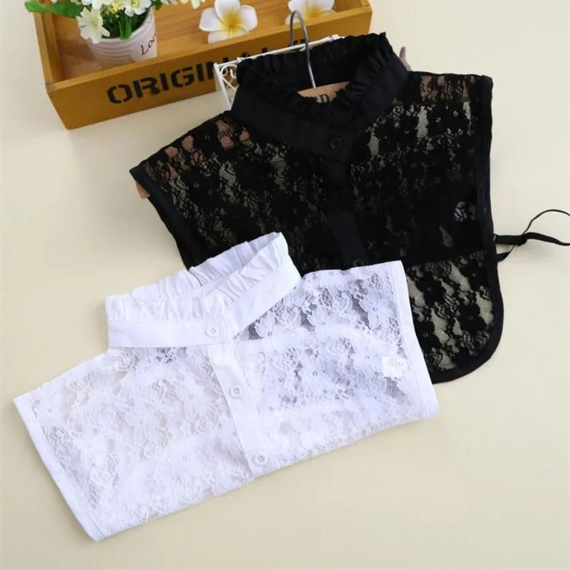 

lace detachable collar adult shirt collars all match black white cotton blending fake collar unisex