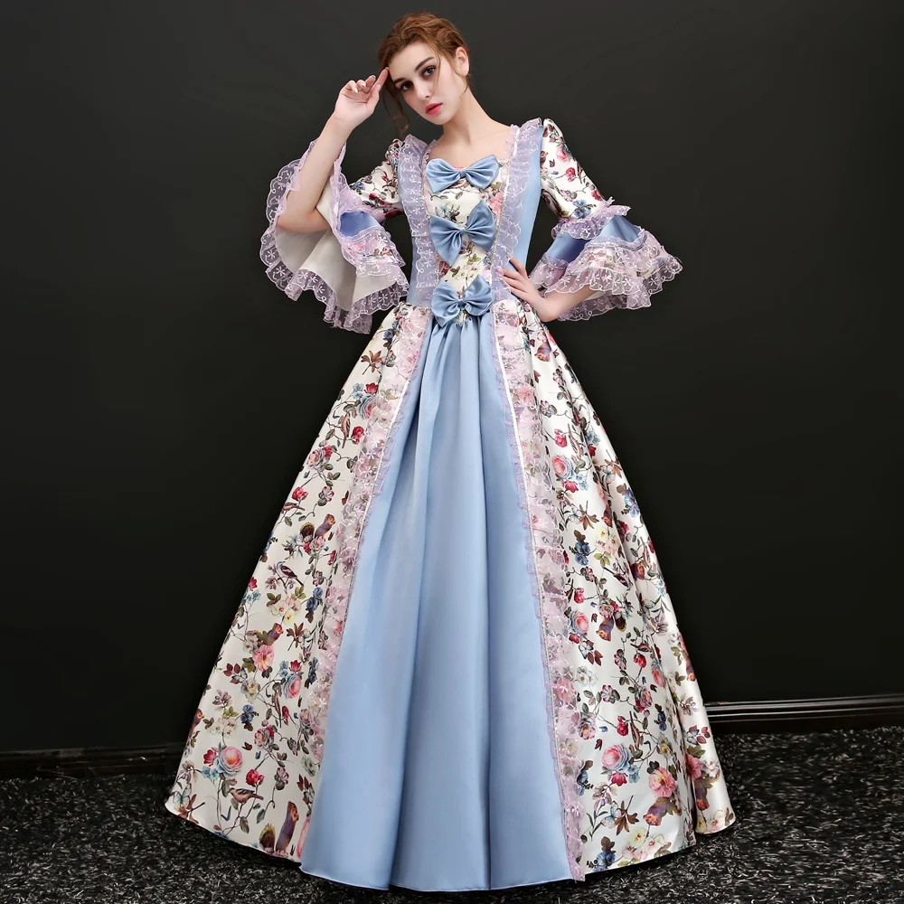

Hot Long Flare Sleeve Pastoral Style Venice Carnival Queen Ball Gown Medieval Dress Renaissance Gown Victoria/antoinette